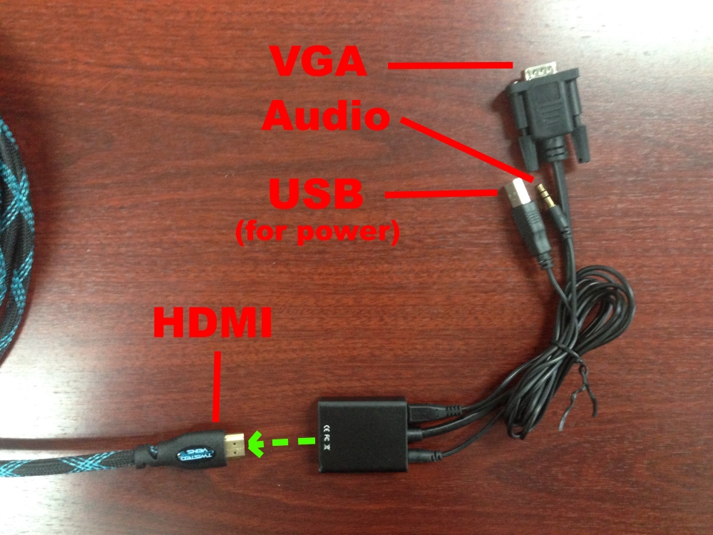 An hdmi cable with a vga adapter