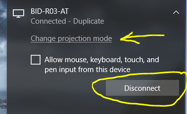Disconnect a wireless display